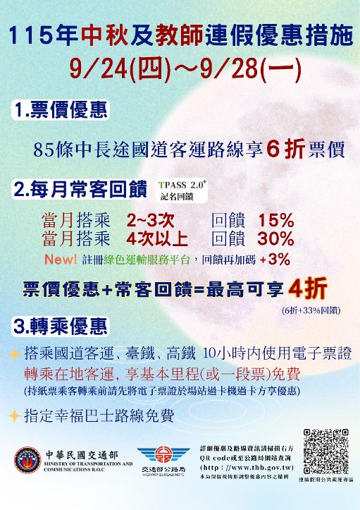 國道客運中秋連假享6折　高雄監理所啟動安全查核 並加開墾丁快線班次1